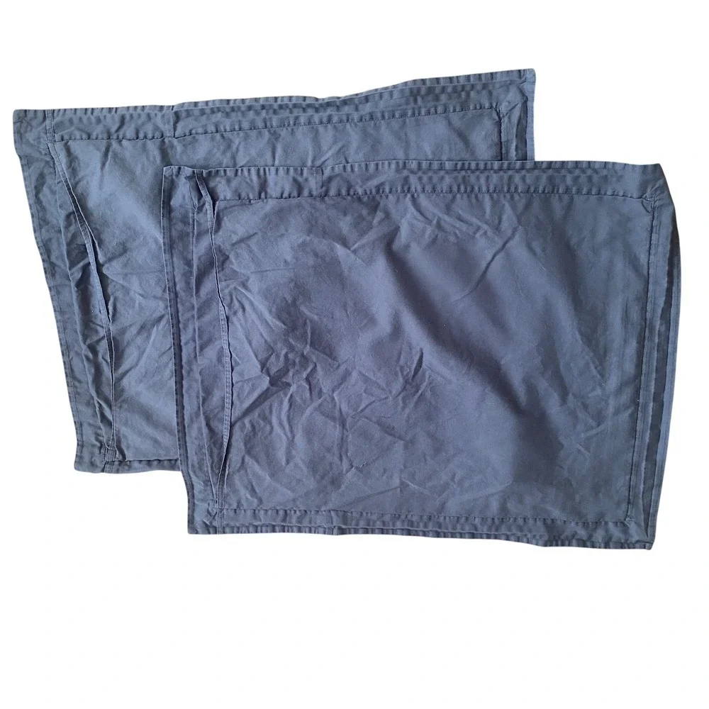 Downright Navy Blue White Cotton Border MCM Pillow Shams Set of 2 Portugal